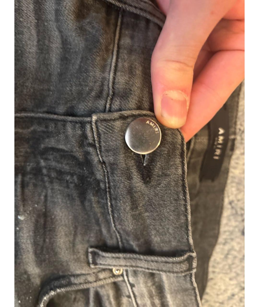 AMIRI Антрацитовые хлопковые джинсы скинни, фото 5