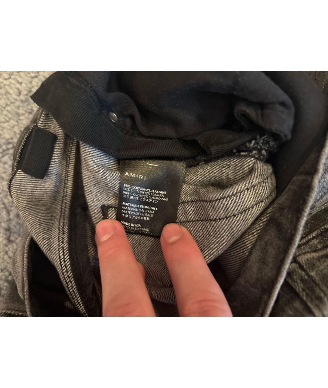 AMIRI Антрацитовые хлопковые джинсы скинни, фото 7