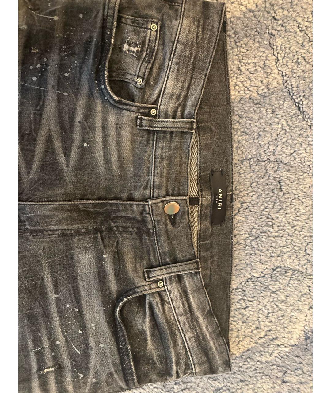 AMIRI Антрацитовые хлопковые джинсы скинни, фото 4