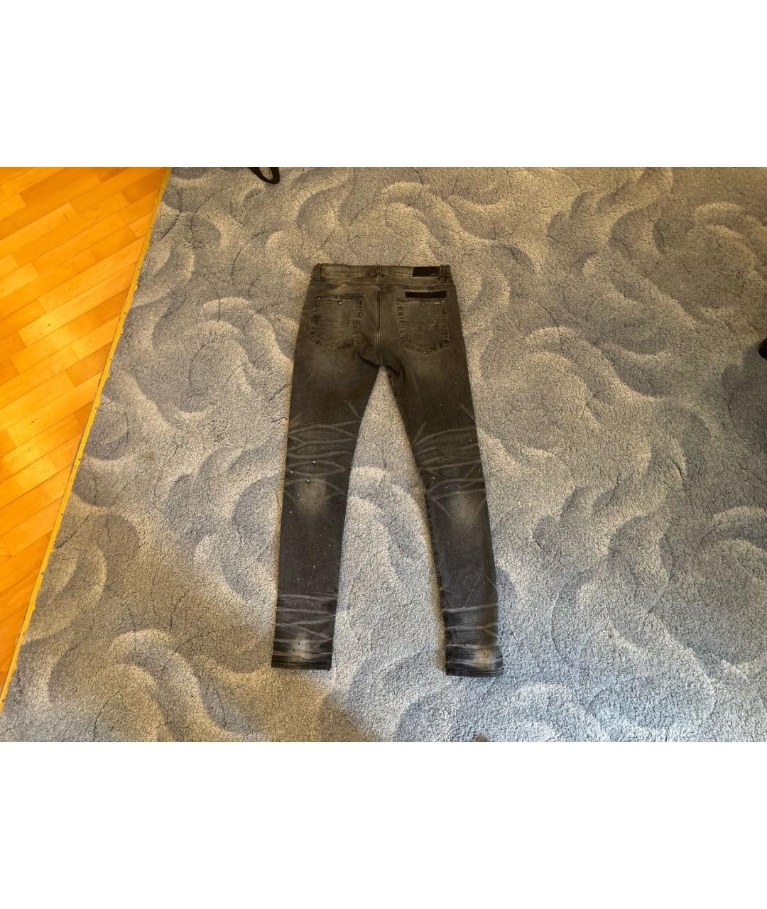 AMIRI Антрацитовые хлопковые джинсы скинни, фото 2