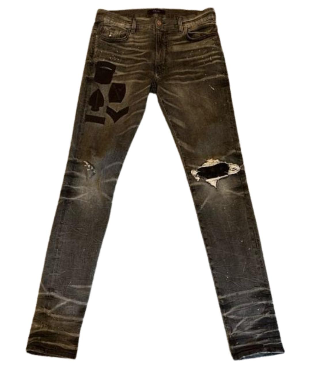 AMIRI Антрацитовые хлопковые джинсы скинни, фото 1