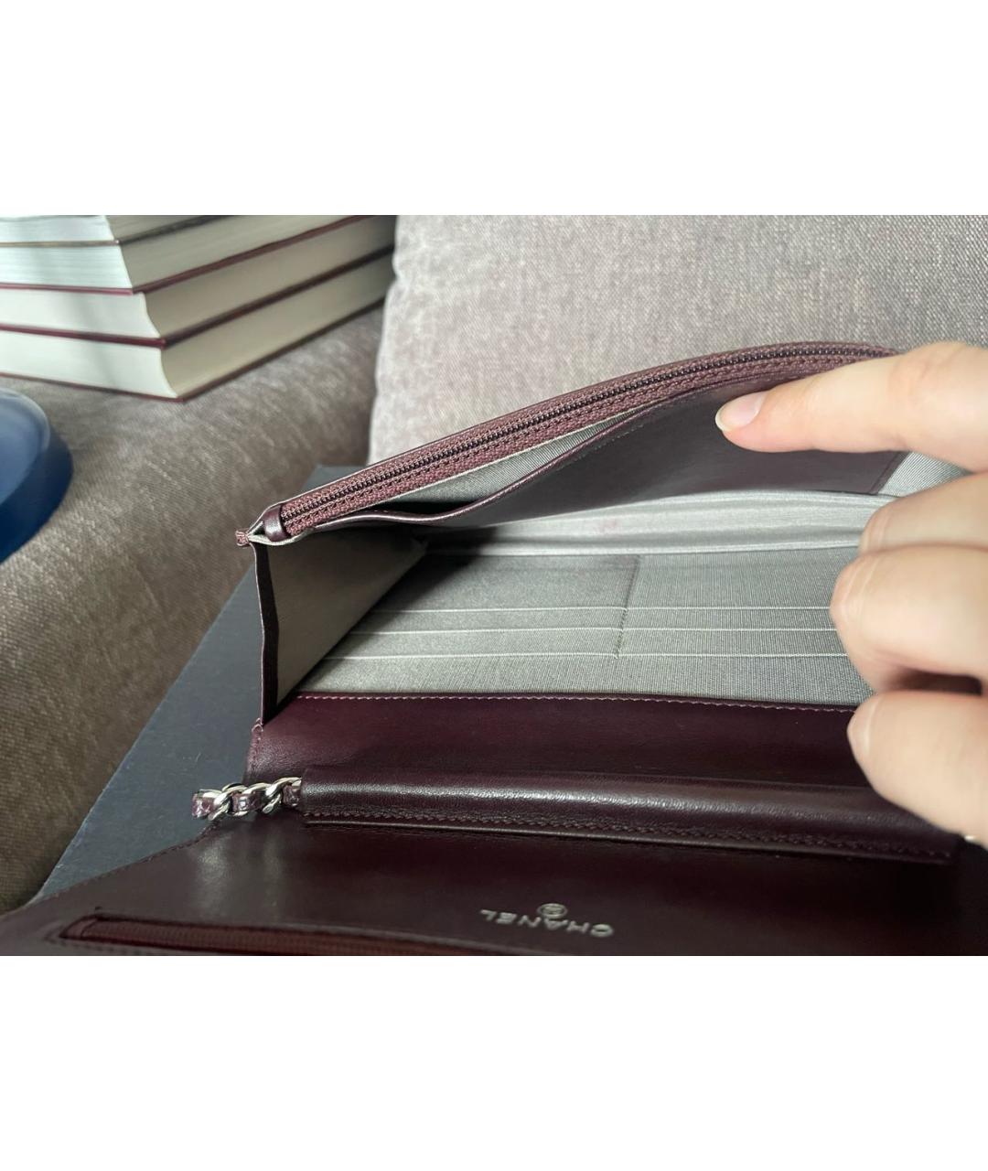 CHANEL Бордовая кожаная сумка через плечо, фото 6