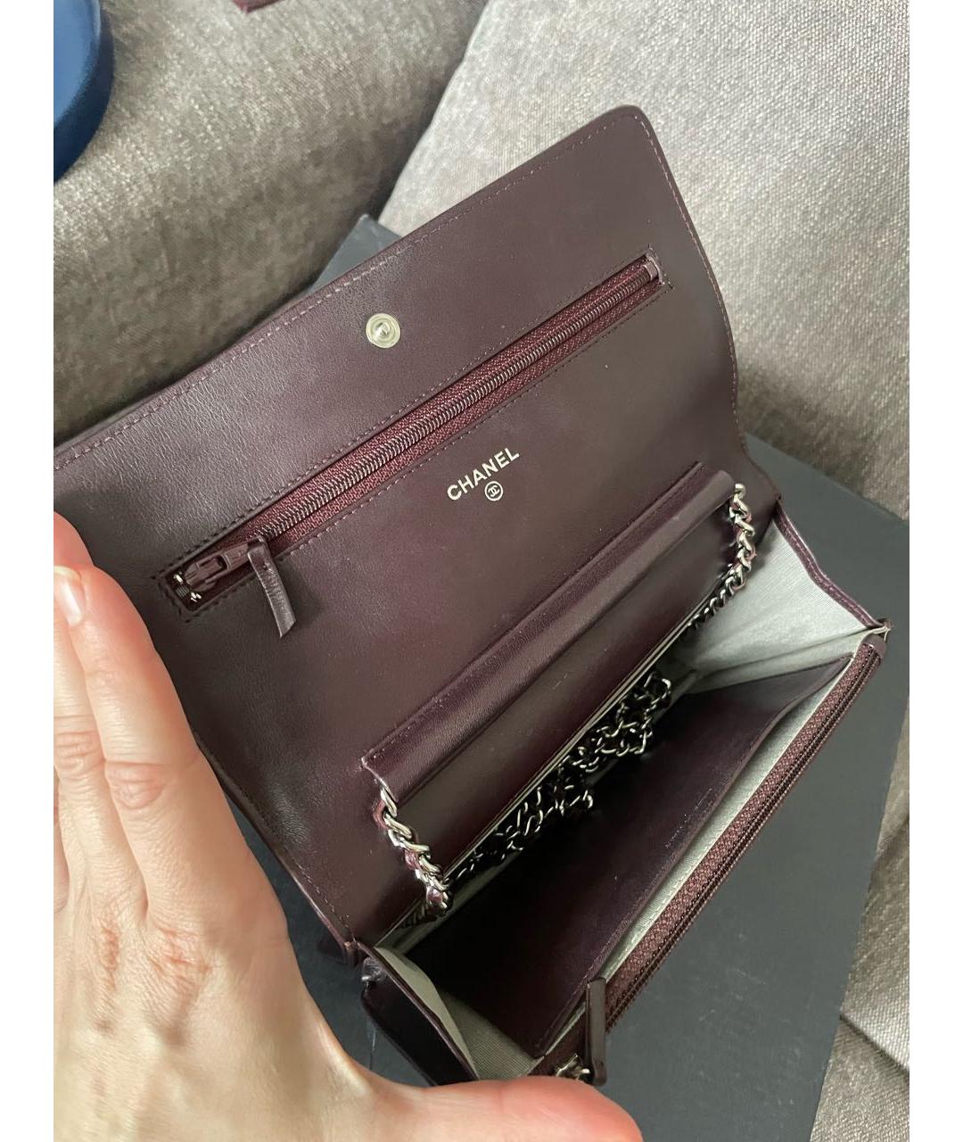 CHANEL Бордовая кожаная сумка через плечо, фото 5