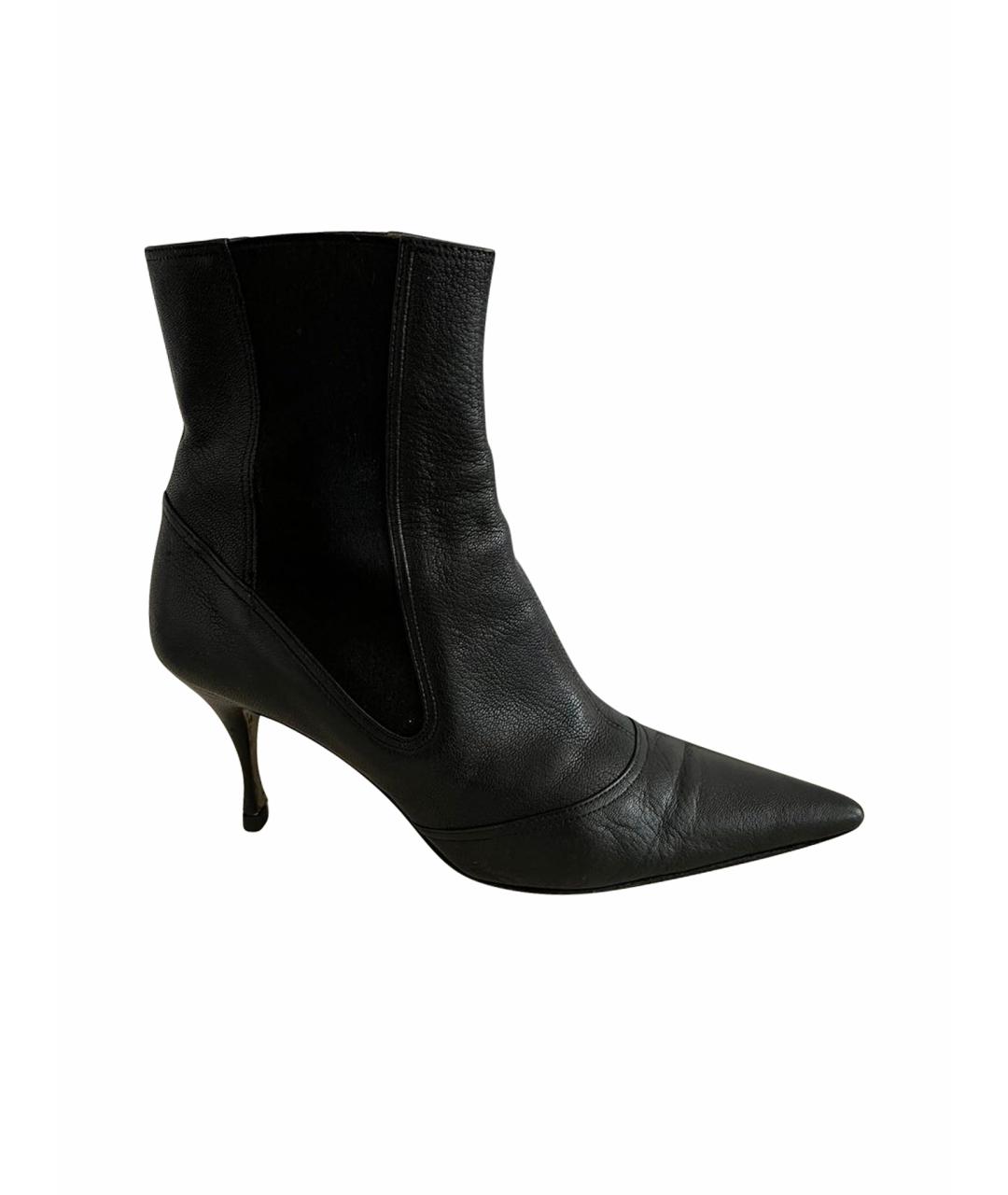DOLCE&GABBANA Черные кожаные ботильоны, фото 1