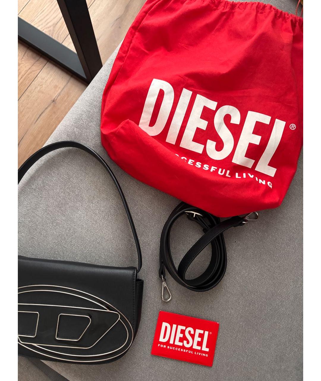 DIESEL Черная кожаная сумка через плечо, фото 2