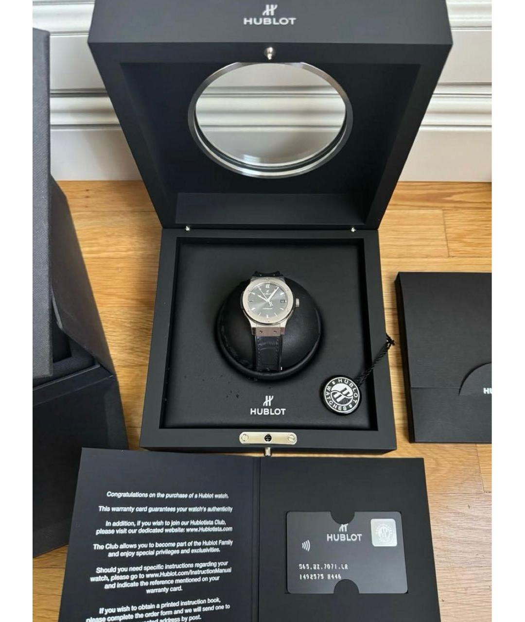 HUBLOT Серебряные платиновые часы, фото 3