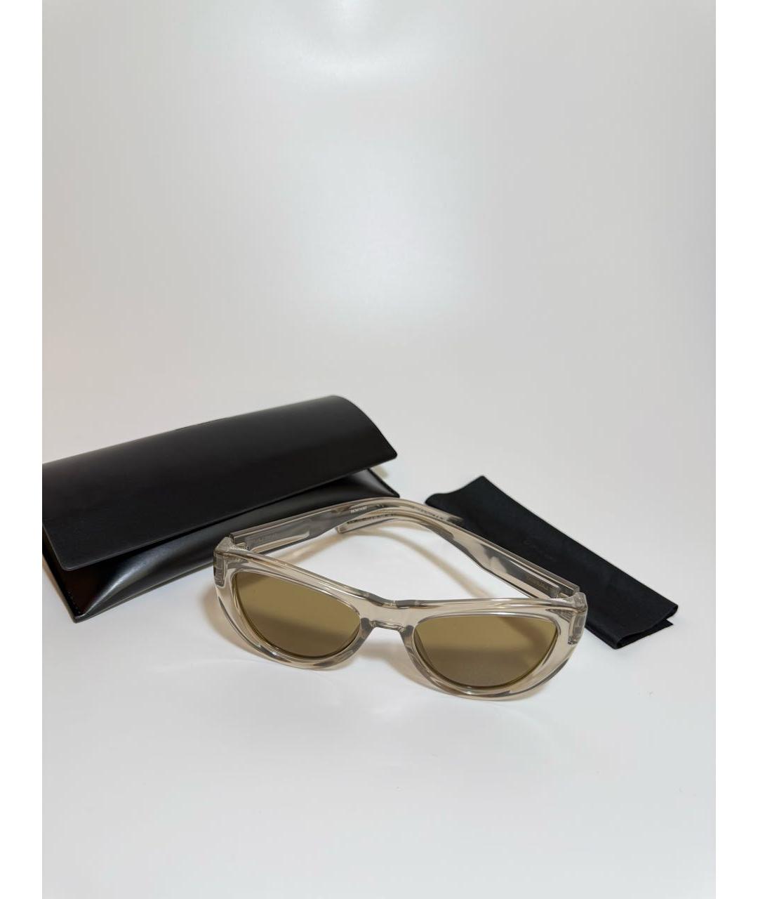 SAINT LAURENT Бежевые пластиковые солнцезащитные очки, фото 4