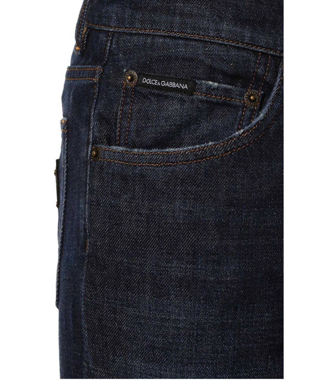 DOLCE&GABBANA Темно-синие хлопковые джинсы скинни, фото 4