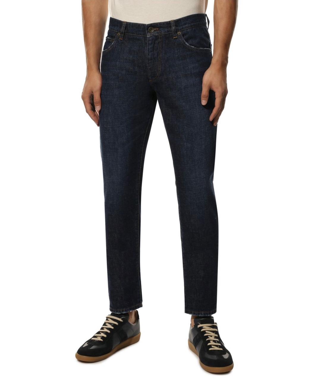 DOLCE&GABBANA Темно-синие хлопковые джинсы скинни, фото 5