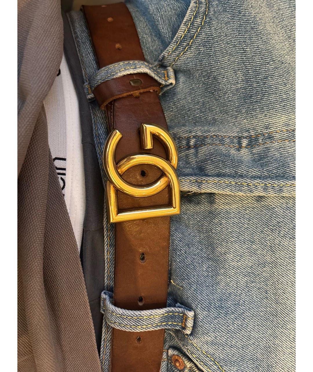 DOLCE&GABBANA Коричневый кожаный ремень, фото 4