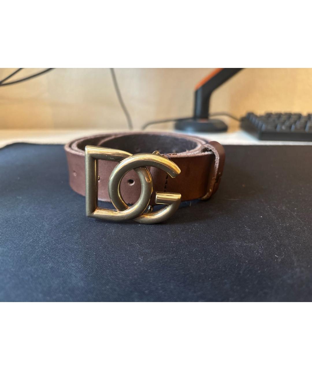 DOLCE&GABBANA Коричневый кожаный ремень, фото 6