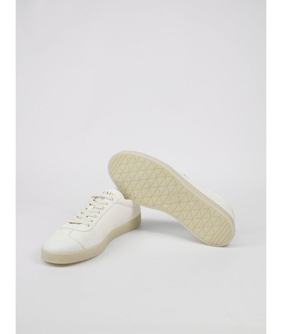 PRADA Белые кожаные низкие кроссовки / кеды, фото 7