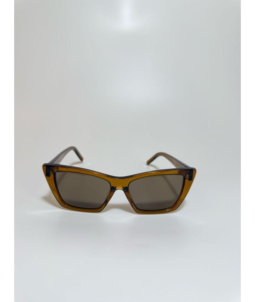 SAINT LAURENT Коричневые пластиковые солнцезащитные очки, фото 5