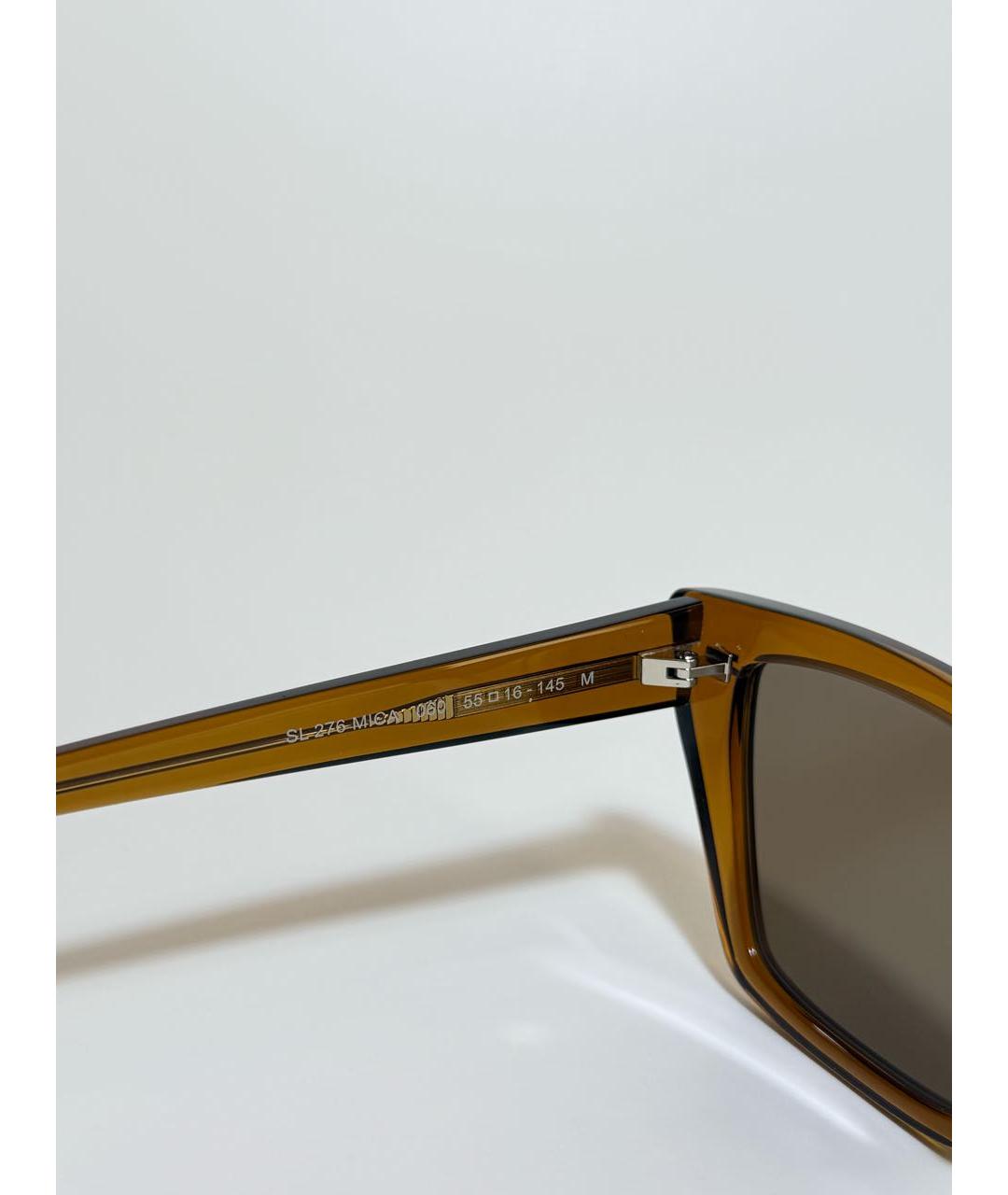 SAINT LAURENT Коричневые пластиковые солнцезащитные очки, фото 3