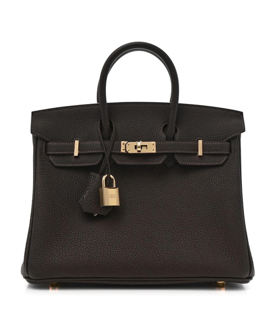 HERMES Коричневая кожаная сумка с короткими ручками, фото 4