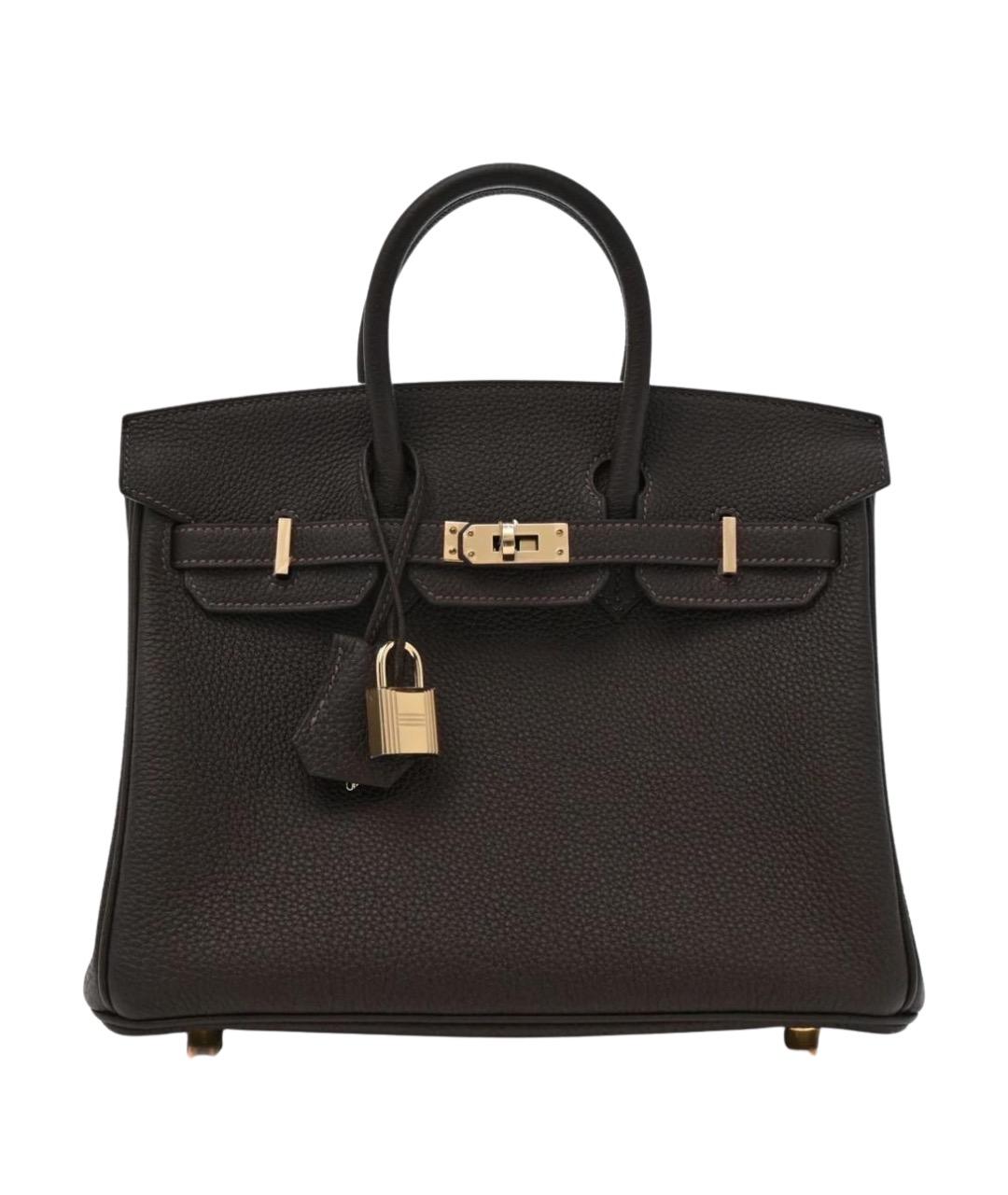 HERMES Коричневая кожаная сумка с короткими ручками, фото 1