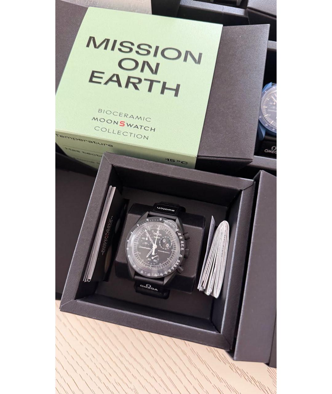 OMEGA Черные керамические часы, фото 2