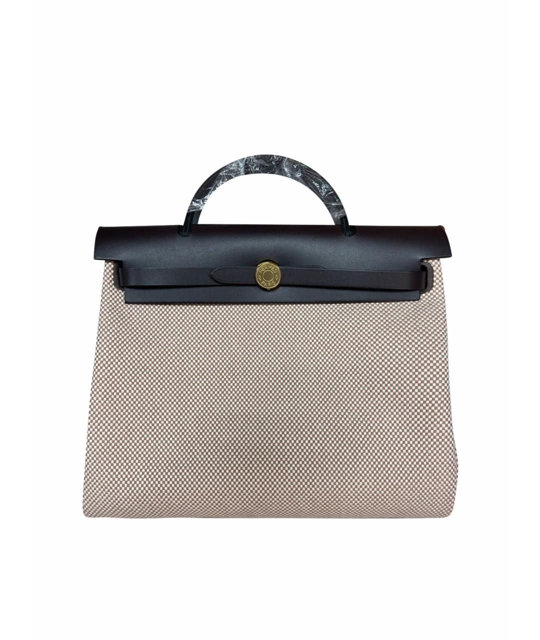 HERMES Бежевая тканевая сумка через плечо, фото 1