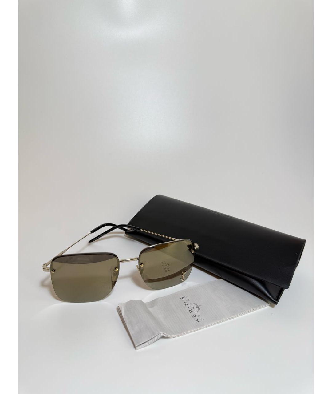SAINT LAURENT Золотые металлические солнцезащитные очки, фото 4