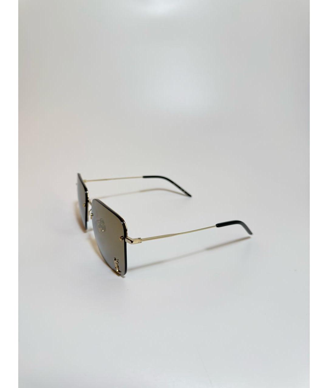 SAINT LAURENT Золотые металлические солнцезащитные очки, фото 2