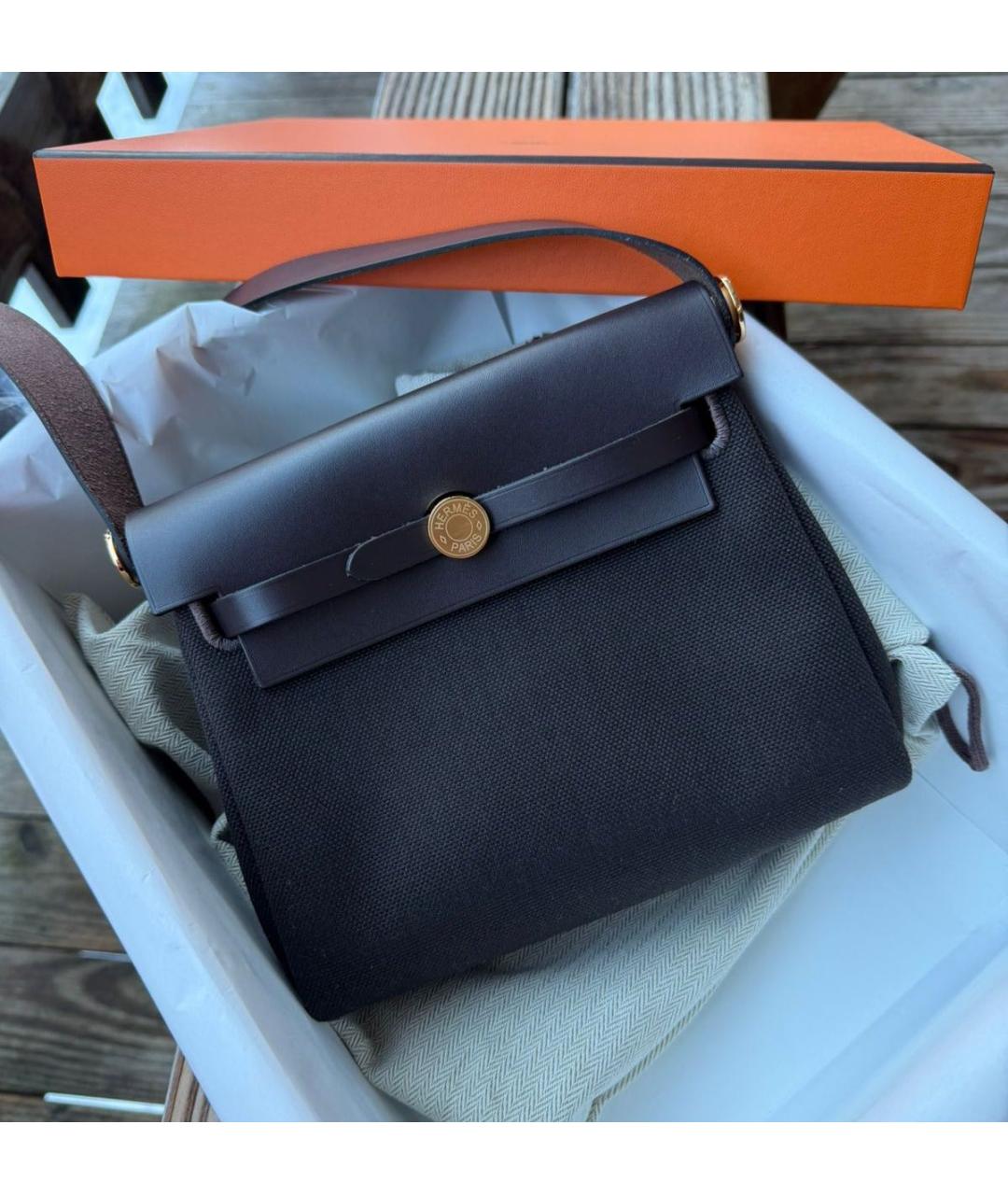 HERMES Коричневая тканевая сумка через плечо, фото 4