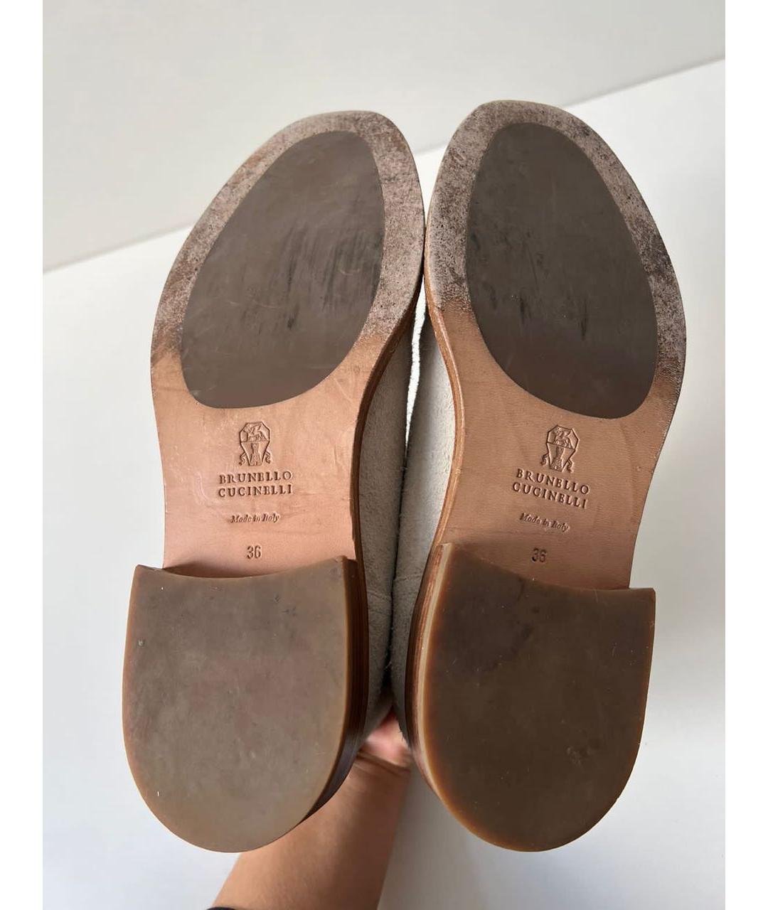 BRUNELLO CUCINELLI Бежевые замшевые полусапоги, фото 5