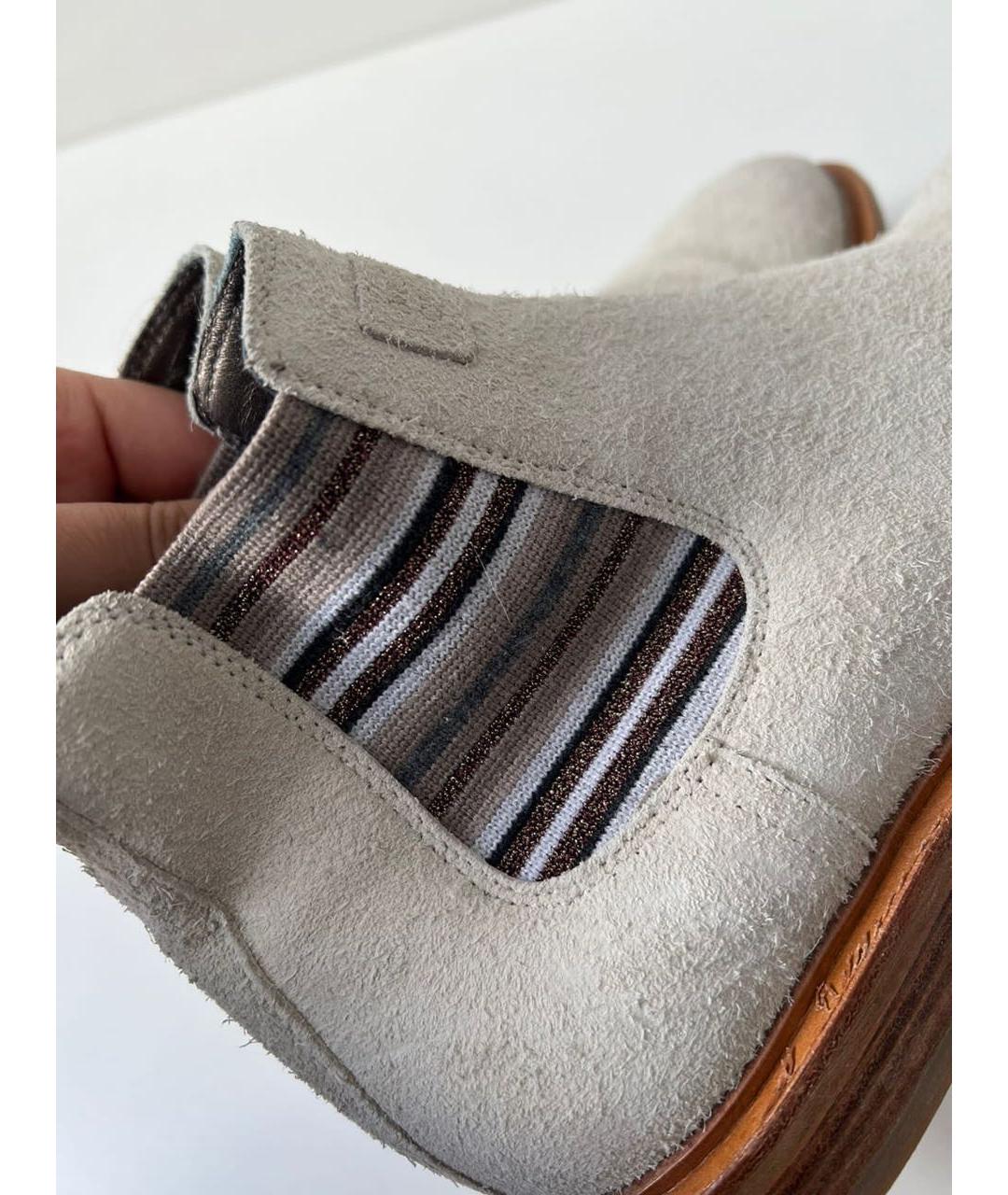 BRUNELLO CUCINELLI Бежевые замшевые полусапоги, фото 6