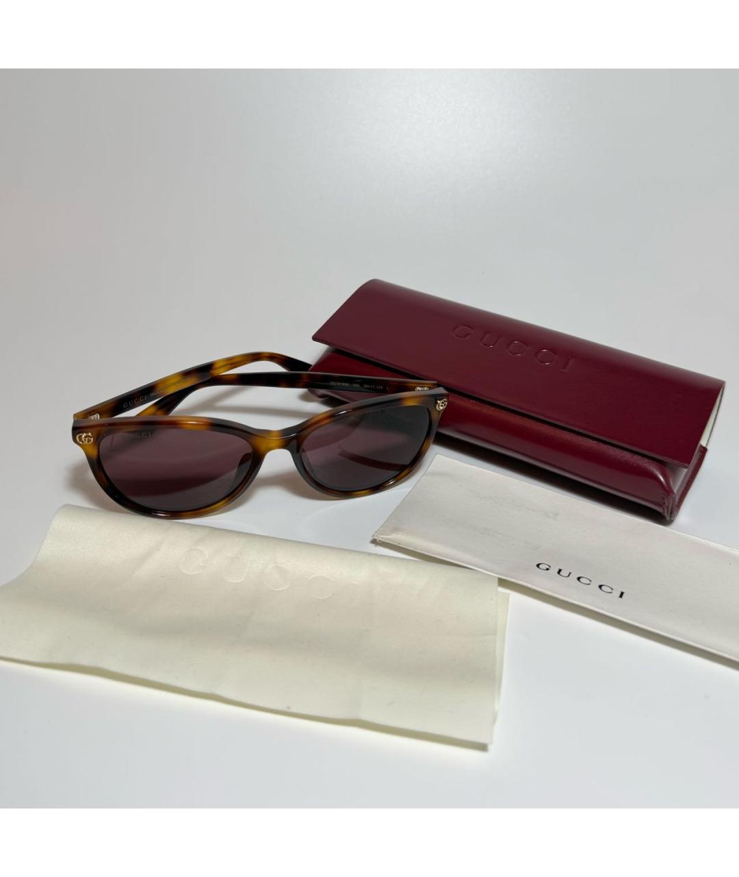 GUCCI Коричневые пластиковые солнцезащитные очки, фото 4