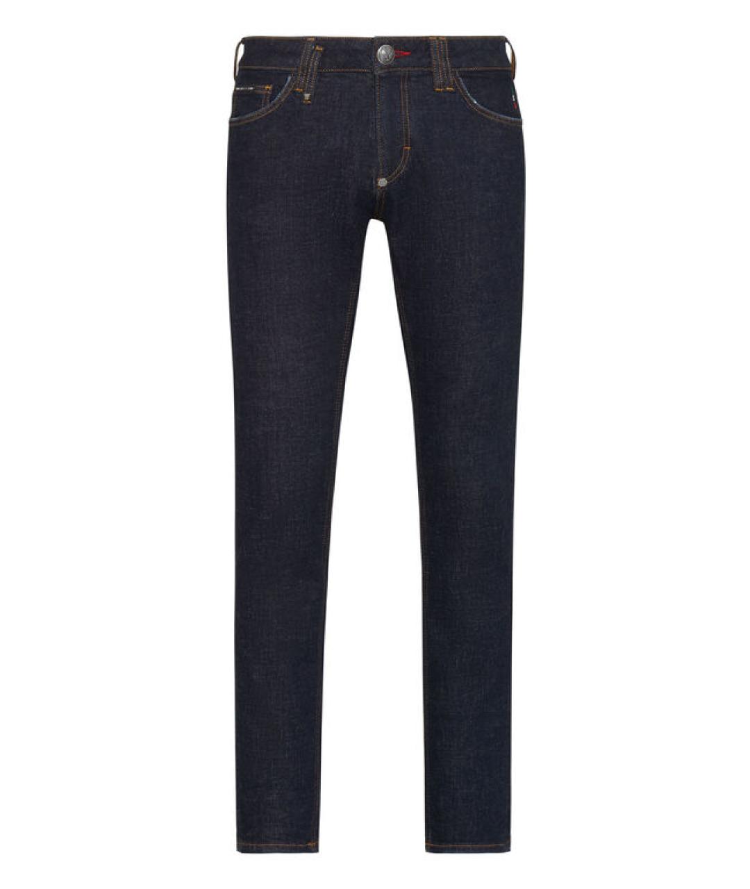 PHILIPP PLEIN Темно-синие хлопковые джинсы скинни, фото 1