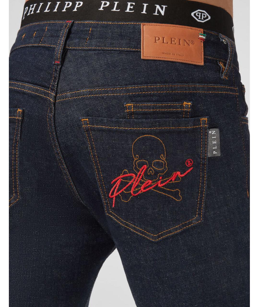 PHILIPP PLEIN Темно-синие хлопковые джинсы скинни, фото 4