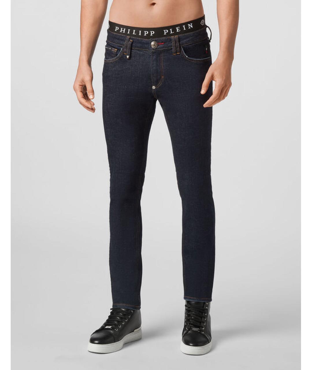 PHILIPP PLEIN Темно-синие хлопковые джинсы скинни, фото 5