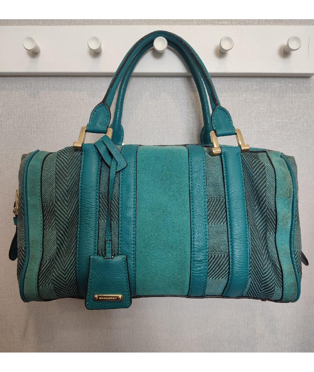 BURBERRY Бирюзовая кожаная сумка тоут, фото 10