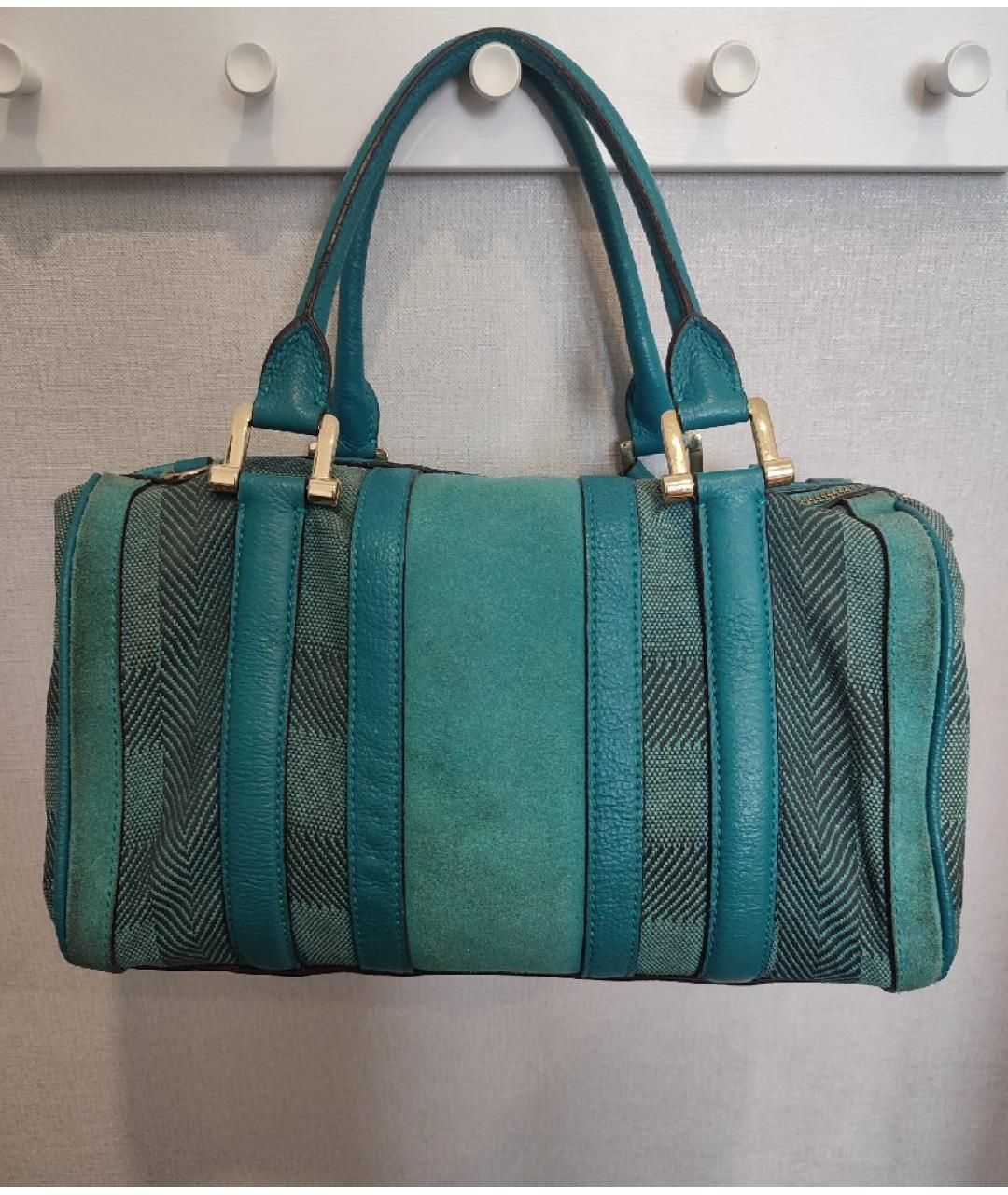 BURBERRY Бирюзовая кожаная сумка тоут, фото 3