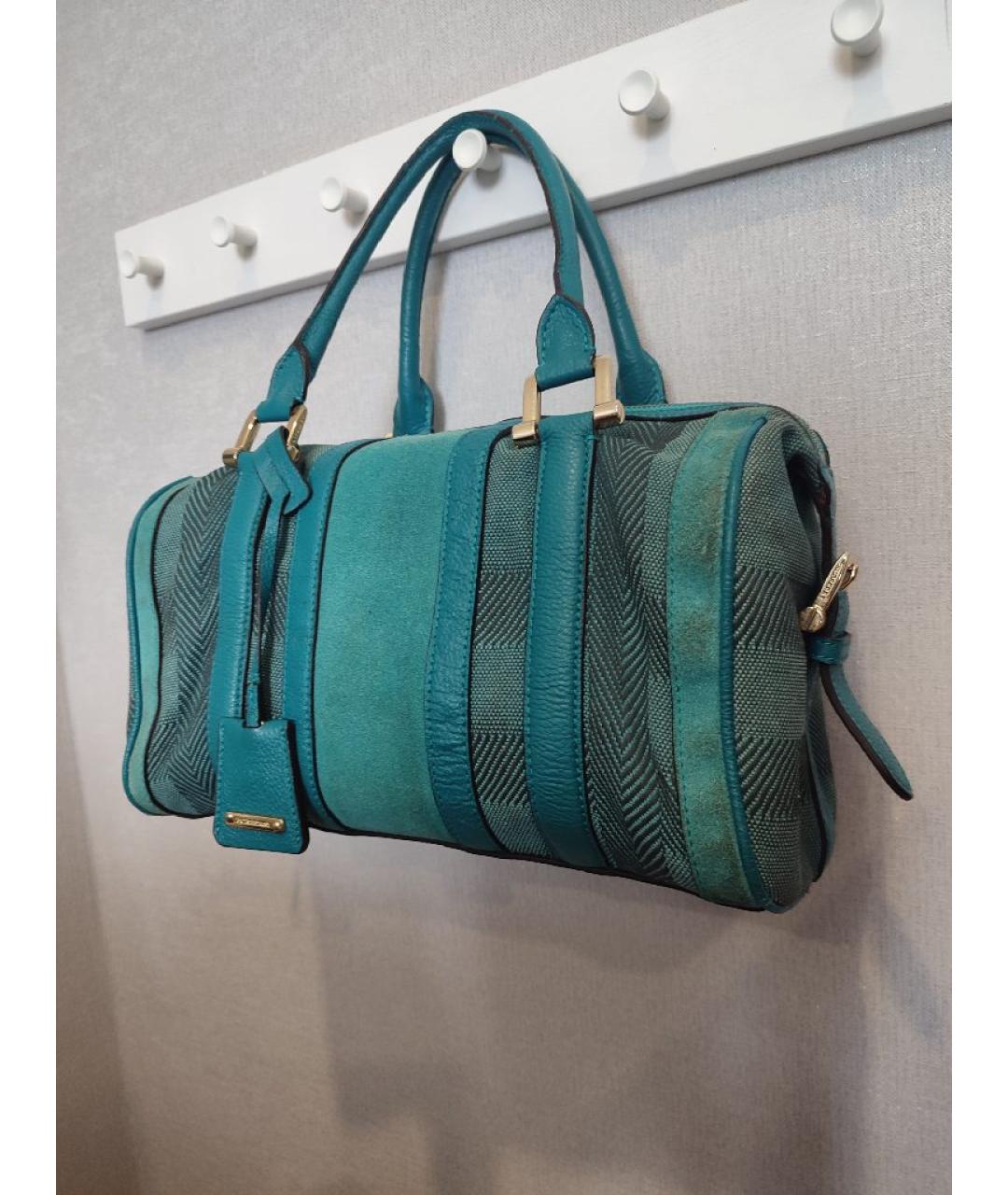 BURBERRY Бирюзовая кожаная сумка тоут, фото 2