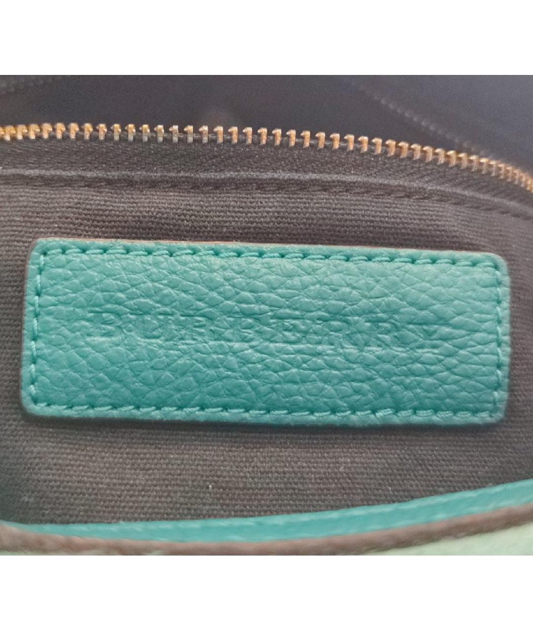 BURBERRY Бирюзовая кожаная сумка тоут, фото 5
