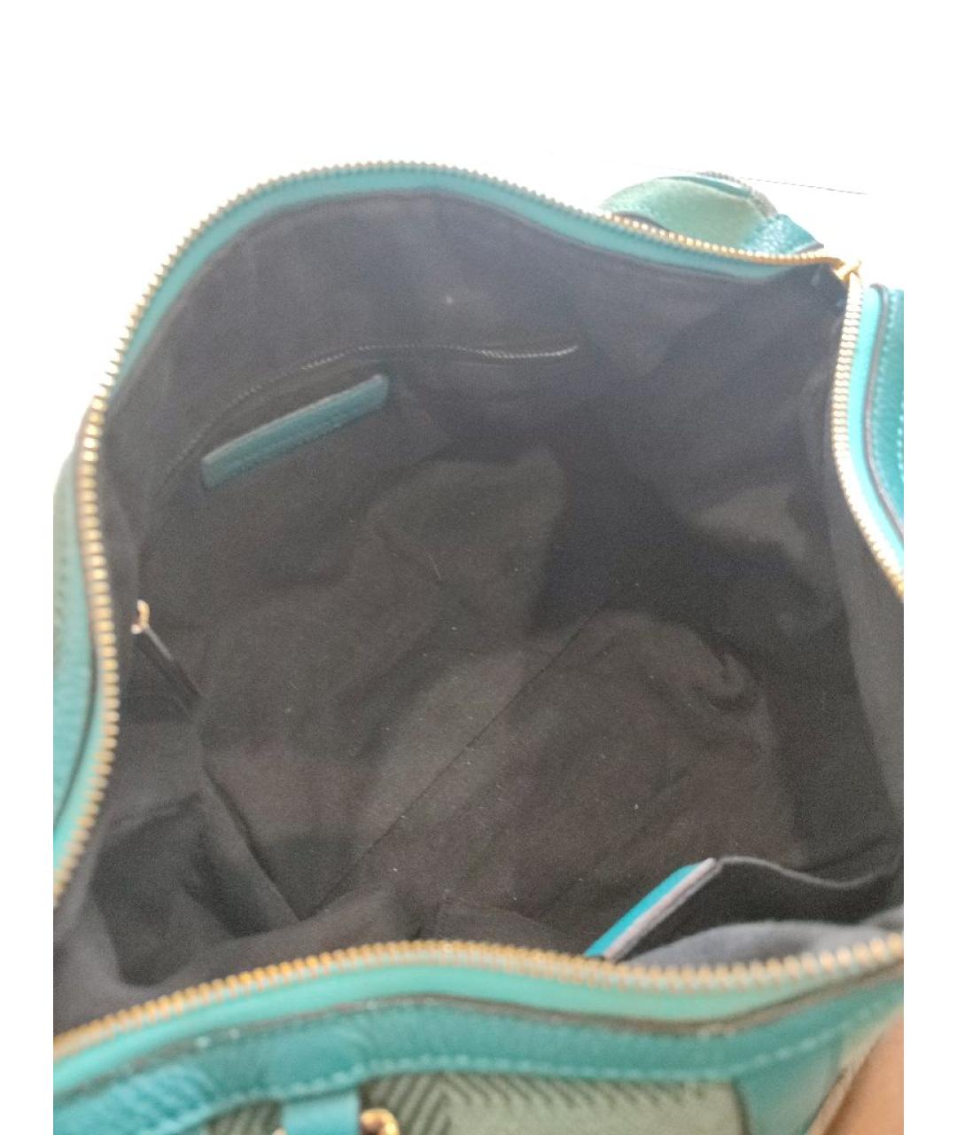 BURBERRY Бирюзовая кожаная сумка тоут, фото 4