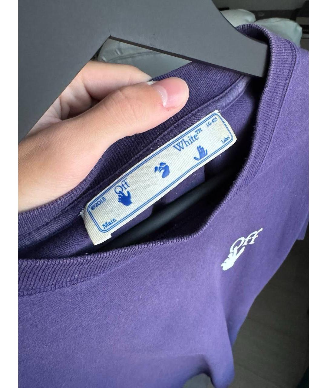 OFF-WHITE Фиолетовая хлопковая футболка, фото 3