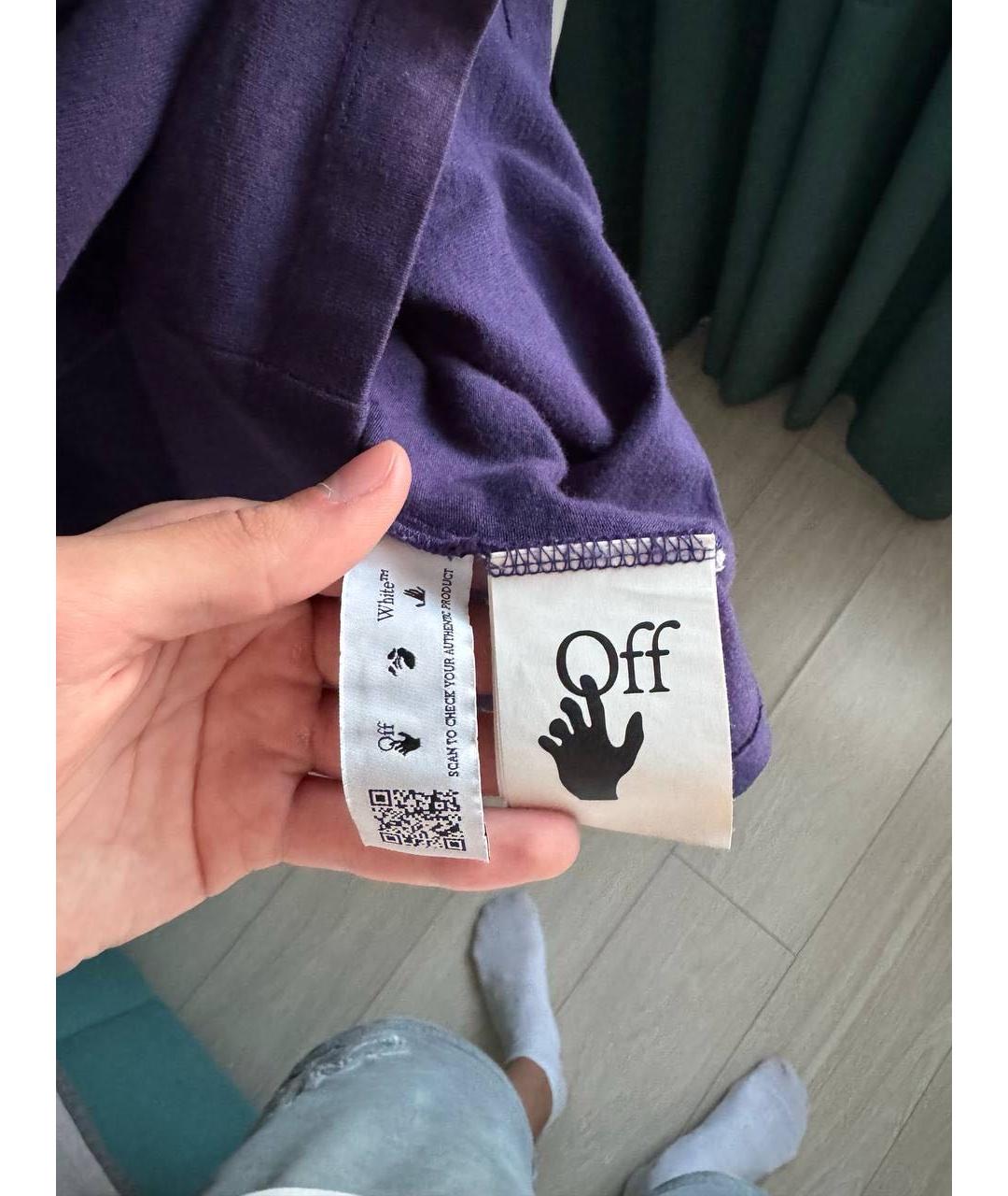 OFF-WHITE Фиолетовая хлопковая футболка, фото 4