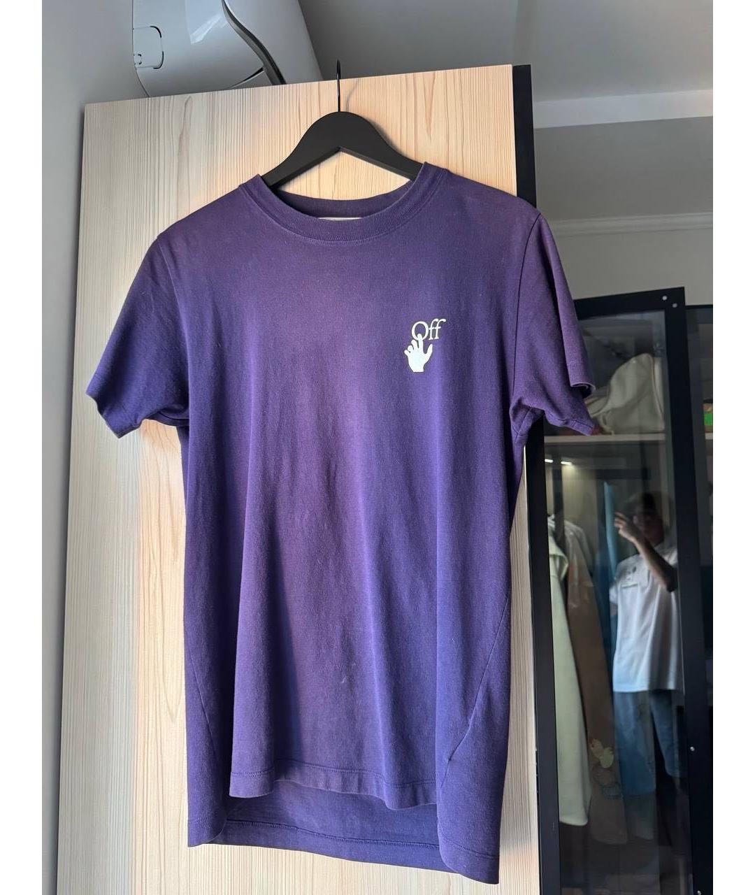 OFF-WHITE Фиолетовая хлопковая футболка, фото 6