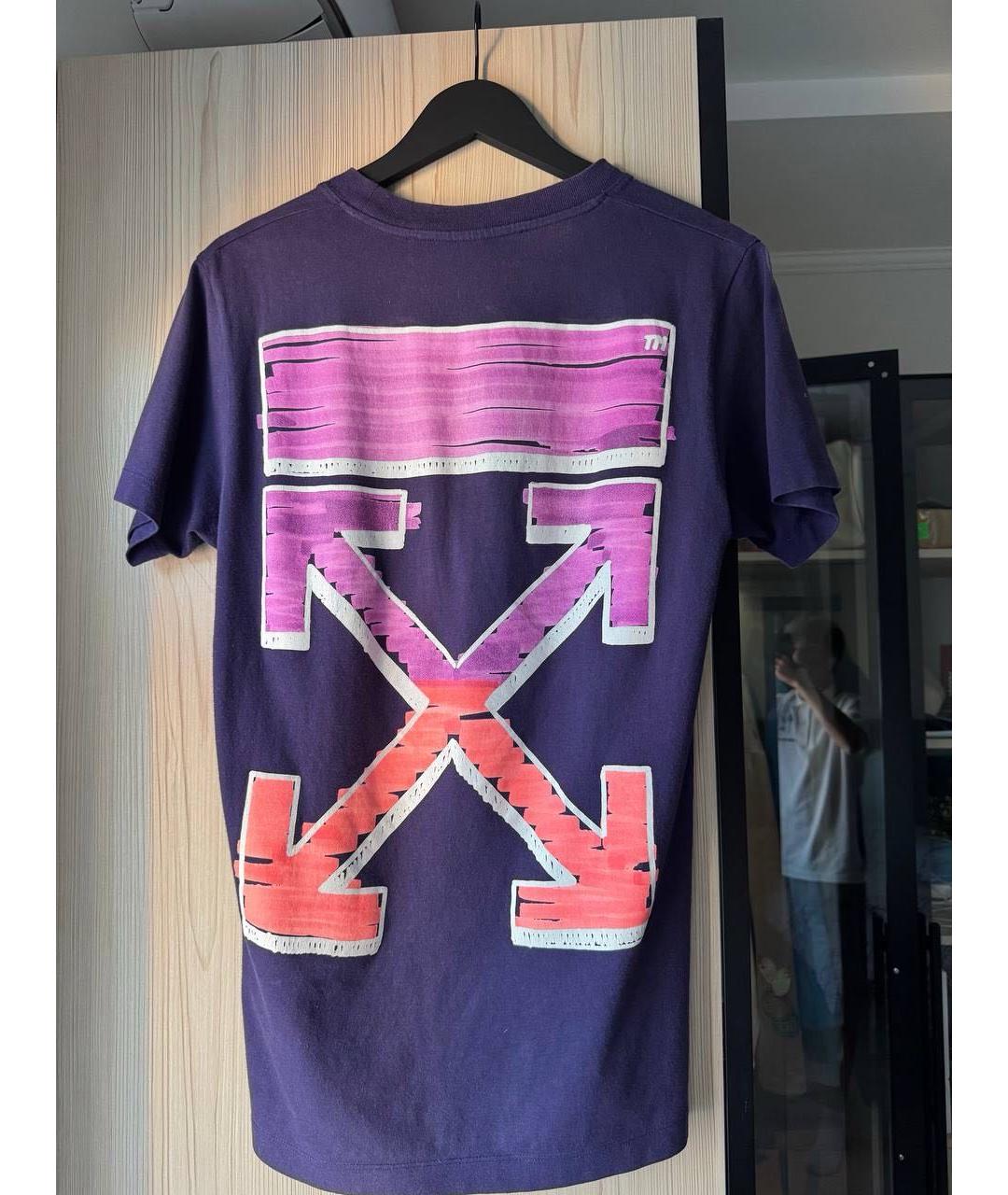 OFF-WHITE Фиолетовая хлопковая футболка, фото 2