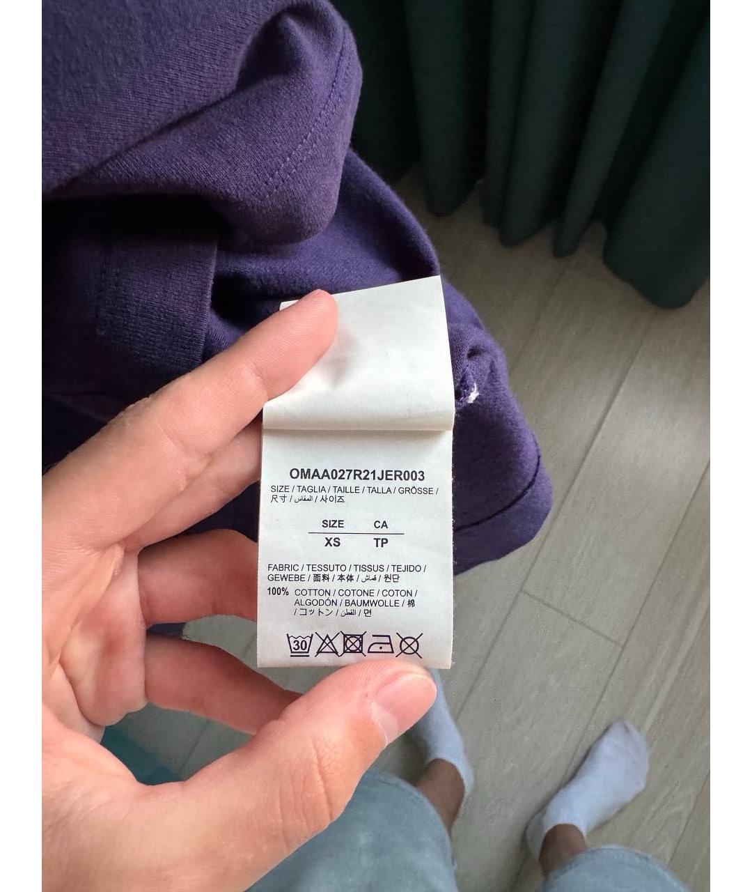 OFF-WHITE Фиолетовая хлопковая футболка, фото 5