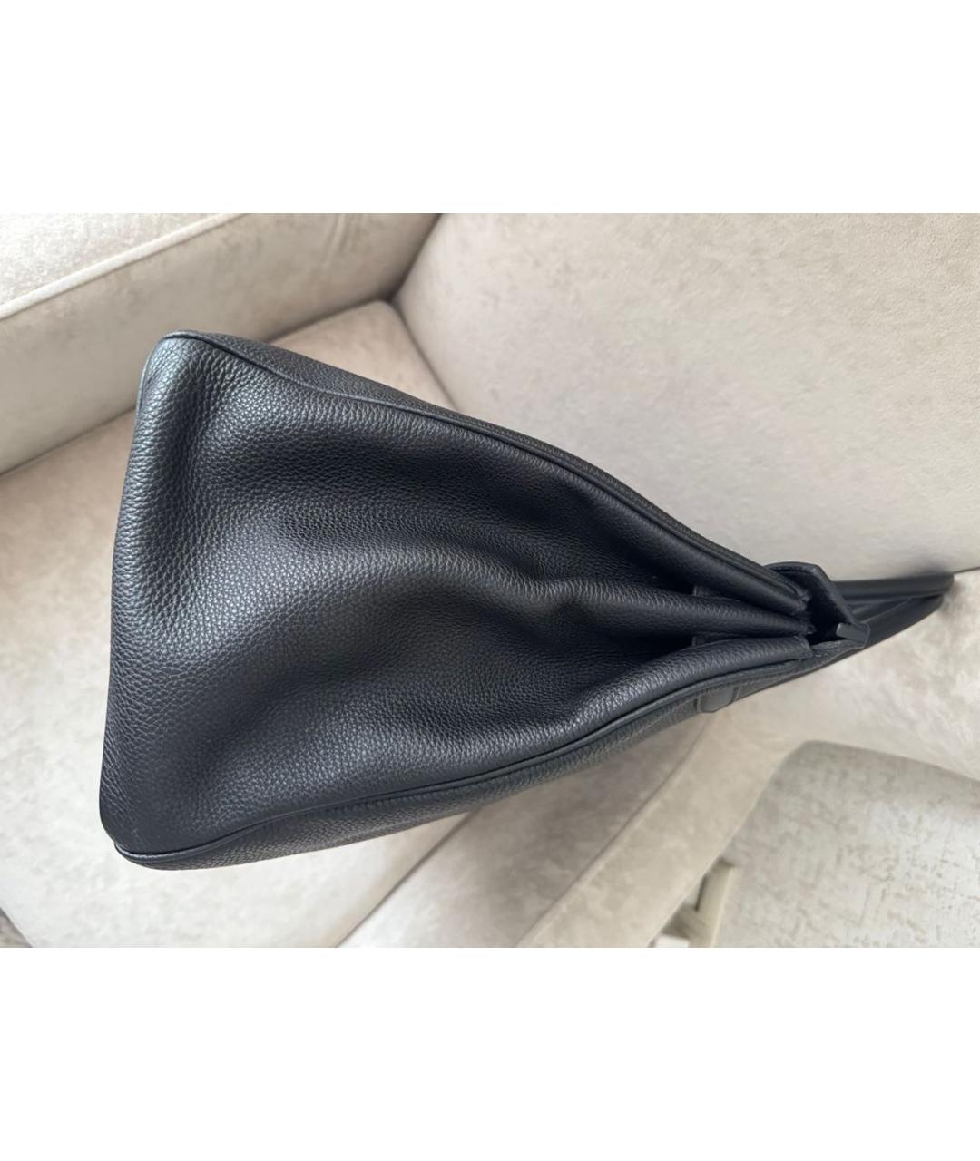 HERMES Черная кожаная сумка с короткими ручками, фото 3