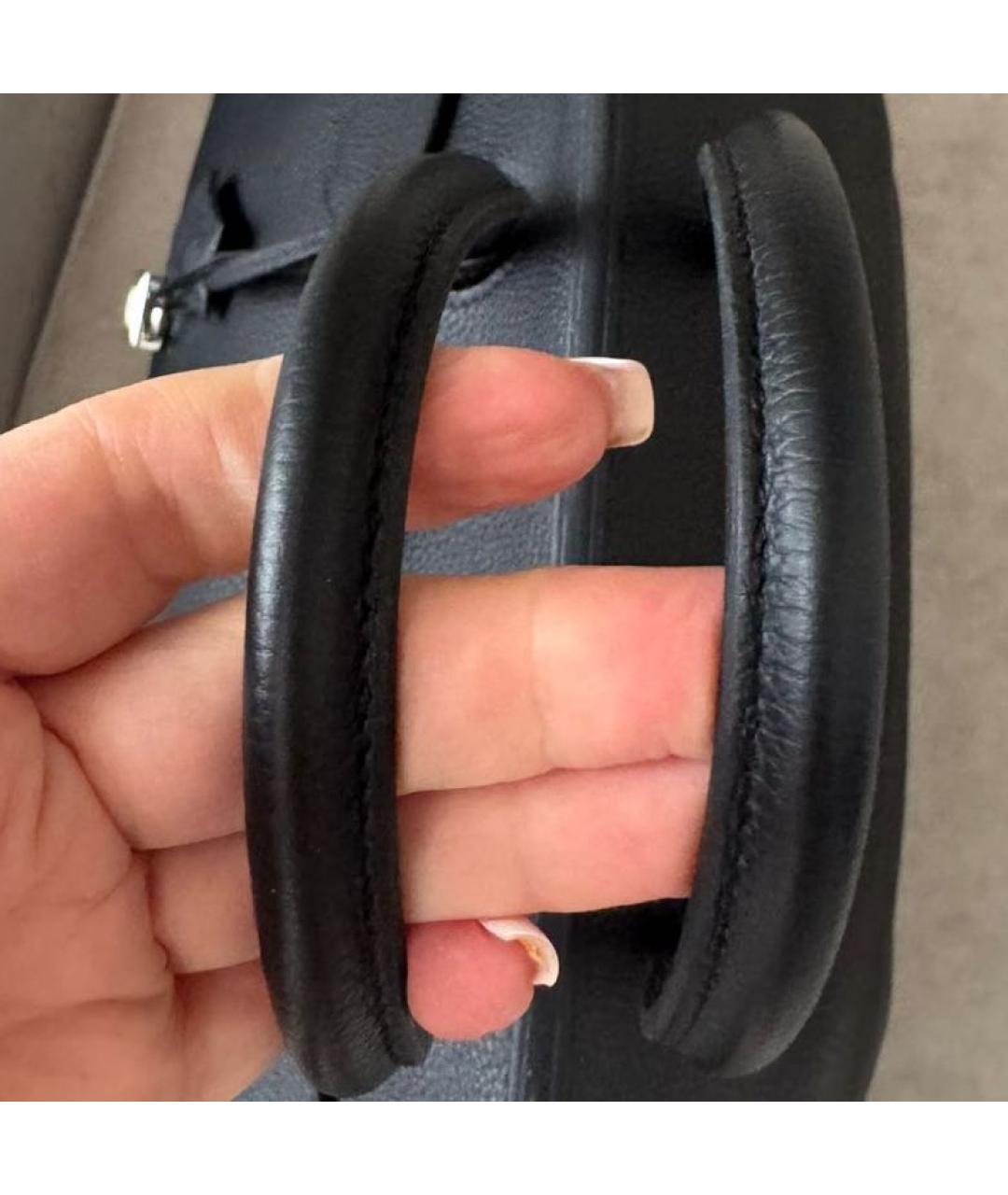 HERMES Черная кожаная сумка с короткими ручками, фото 9