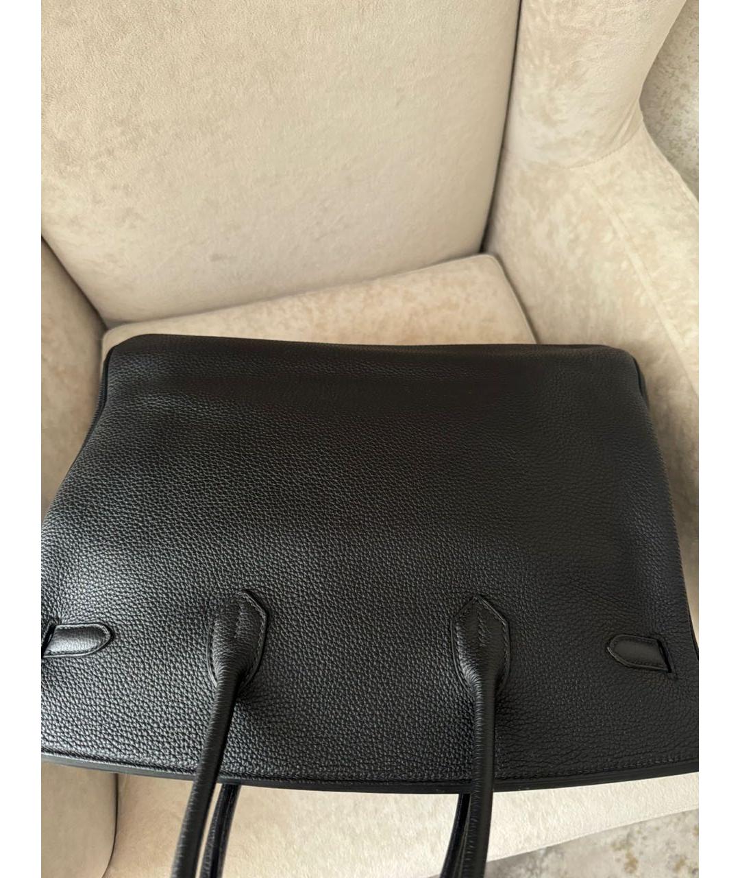 HERMES Черная кожаная сумка с короткими ручками, фото 4