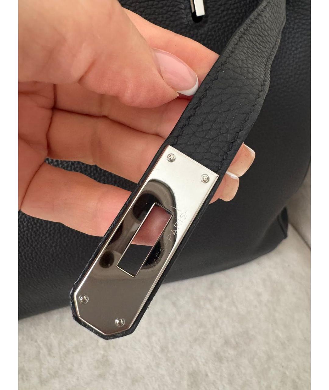 HERMES Черная кожаная сумка с короткими ручками, фото 7