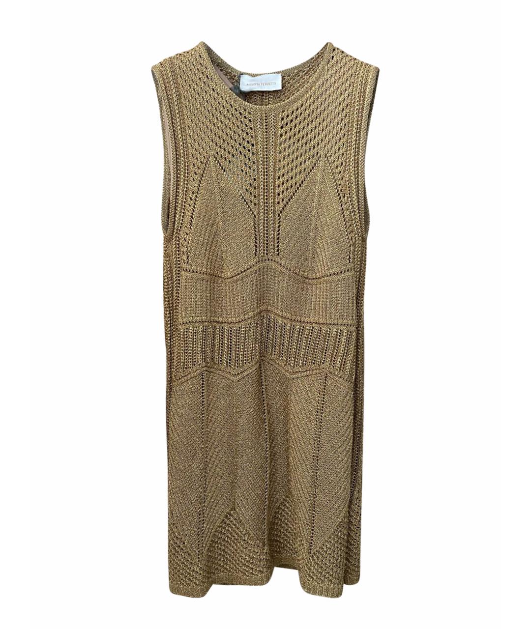 ALBERTA FERRETTI Золотое вечернее платье, фото 1