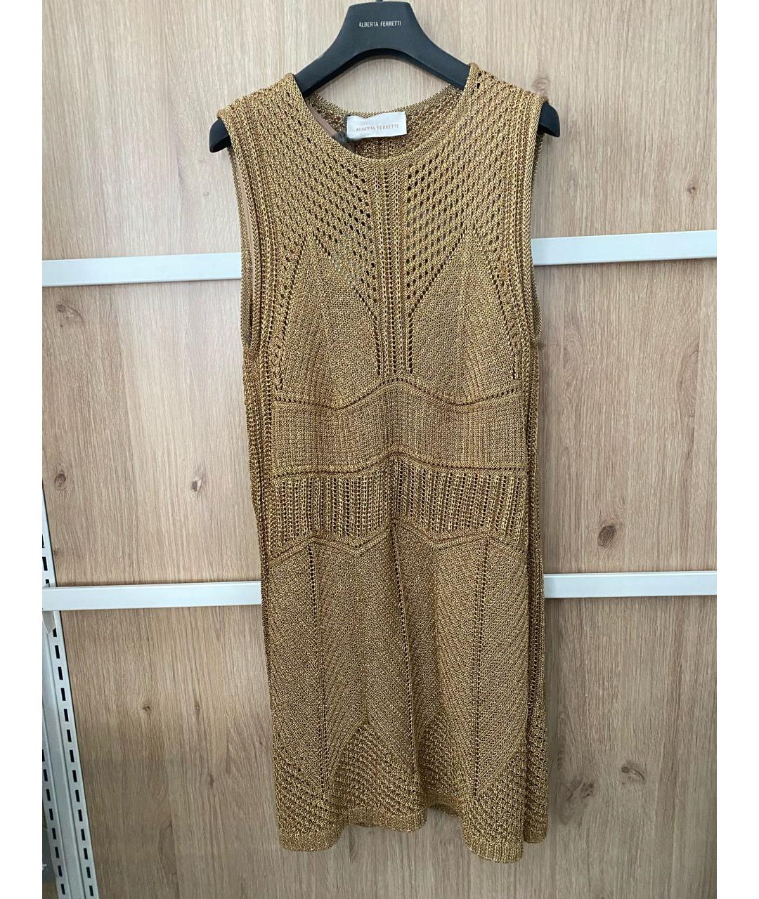 ALBERTA FERRETTI Золотое вечернее платье, фото 7