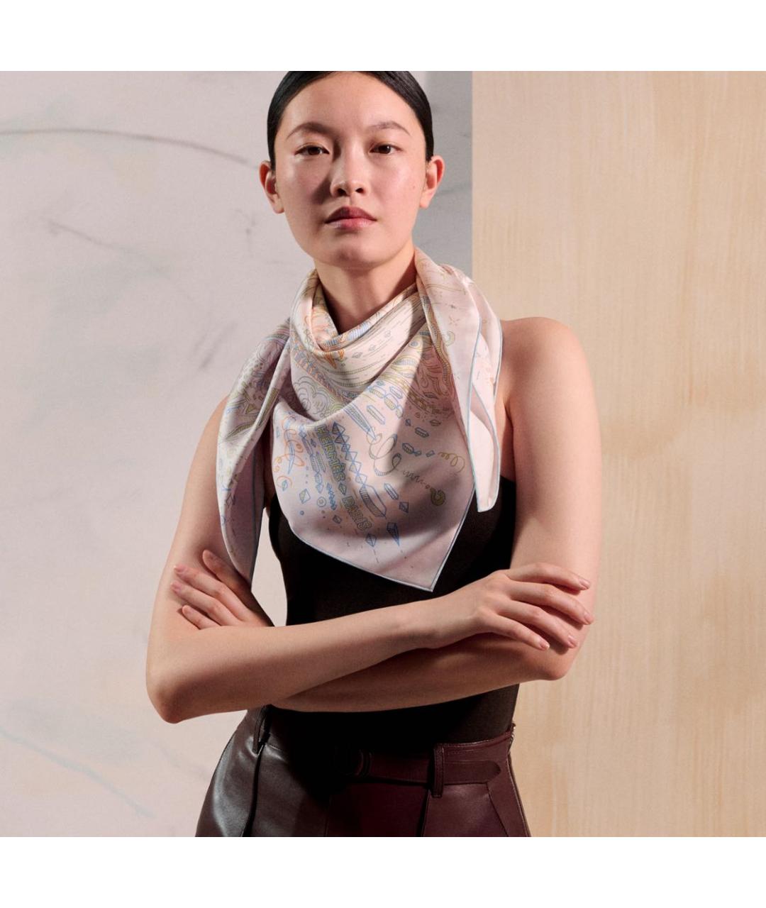 HERMES Мульти шелковый платок, фото 2