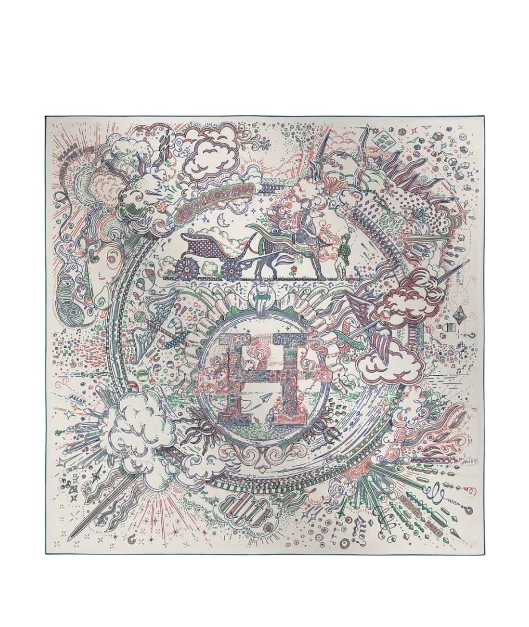 HERMES Мульти шелковый платок, фото 1