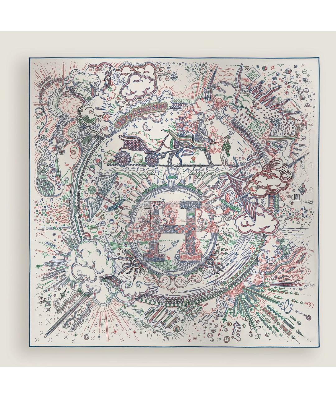 HERMES Мульти шелковый платок, фото 3